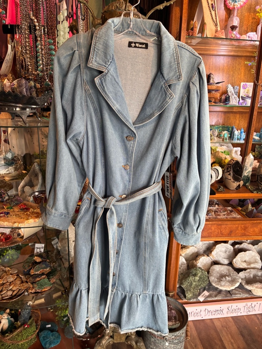 Vocal Light Blue Denim Top with Black Logo Tag - Picture 3 of 8